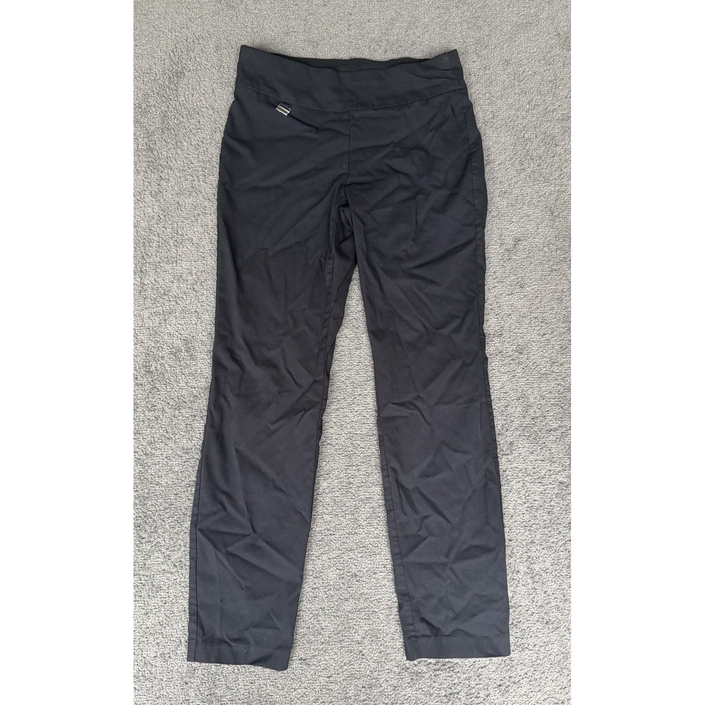 Alfani Womens Black Pull On Straight Leg Dress Pants Size 6 Stretch Workwear